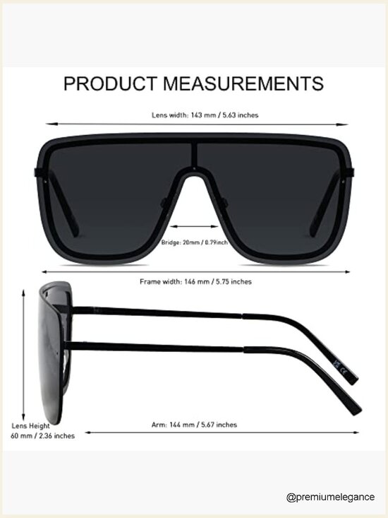 Rimless Oversized Square Sunglasses, Flat Top Shield Frameless